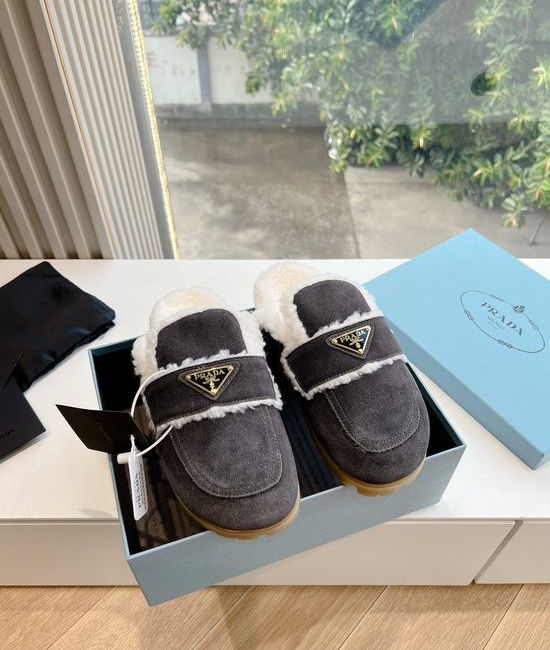Prada Fleece Lined Slip On Platform Warm Winter Boots
