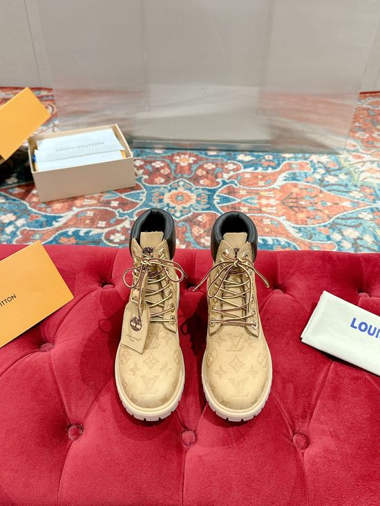 Louis Vuitton Waterproof Nubuck Leather Ankle Boots Non-slip Rubber Sole