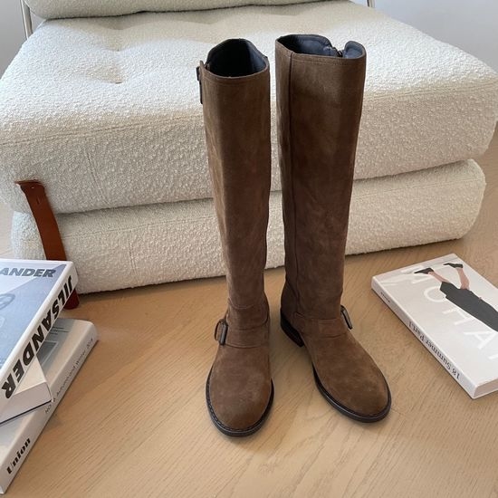 Bottega Veneta BV Suede High Boots Leather Lining Non-slip Rubber Sole