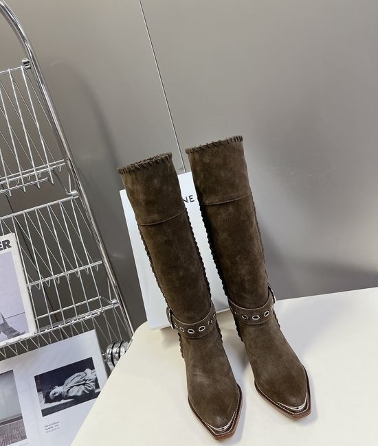 Celine Vintage Style Logo Accent Calfskin Ankle Boots