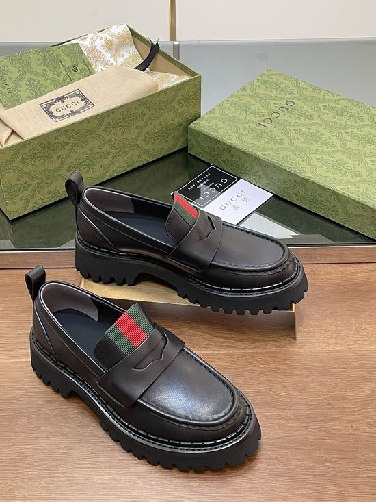 Gucci Webbing Embellished Platform Loafers Premium Quality