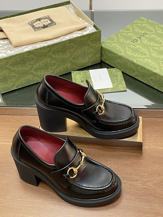 Gucci Horsebit Detail Chunky Heel Loafers Premium Quality