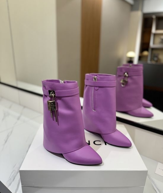 Givenchy Premium Leather High Heel Knee High Boots with Buckle