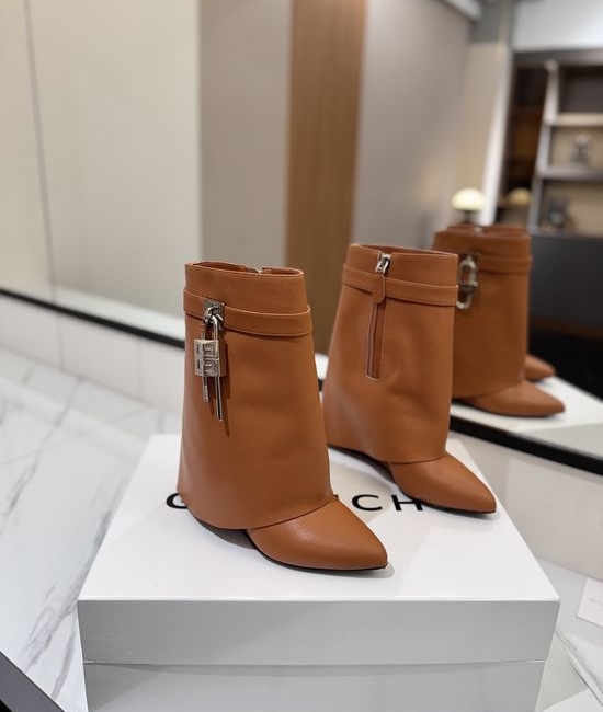 Givenchy Premium Leather High Heel Knee High Boots with Buckle