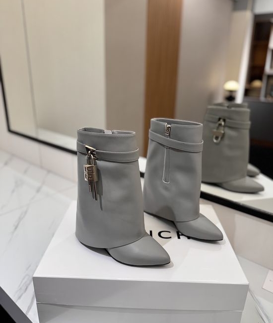 Givenchy Premium Leather High Heel Knee High Boots with Buckle