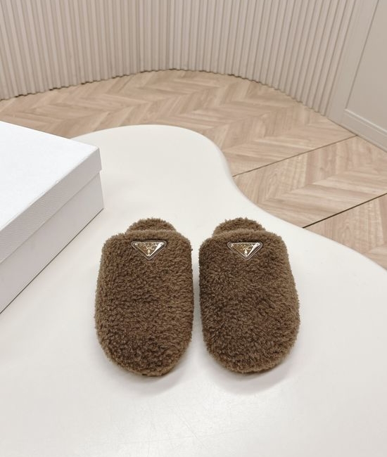 Prada Wool Slip On Mules Comfortable Warm Soft Sole Casual
