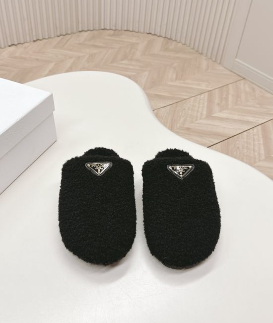 Prada Wool Slip On Mules Comfortable Warm Soft Sole Casual