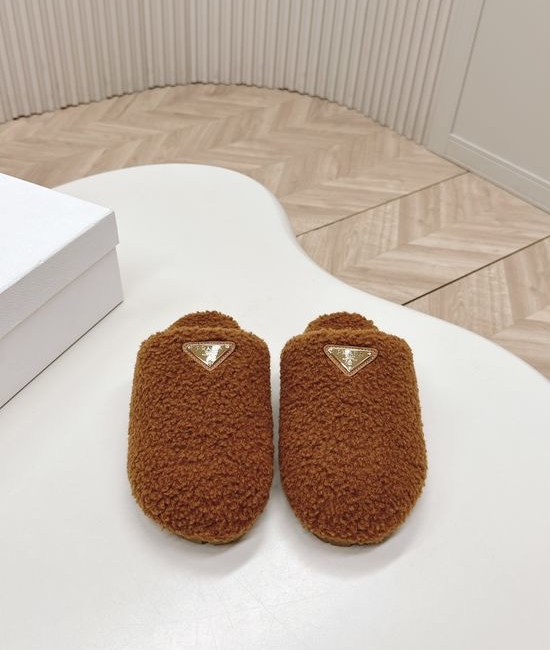 Prada Wool Slip On Mules Comfortable Warm Soft Sole Casual