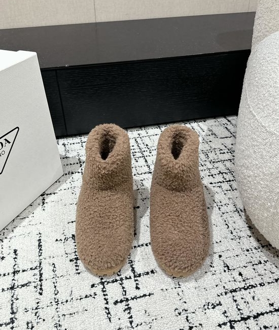 Prada Fuzzy Fleece Warm Snow Boots Comfortable Soft Sole