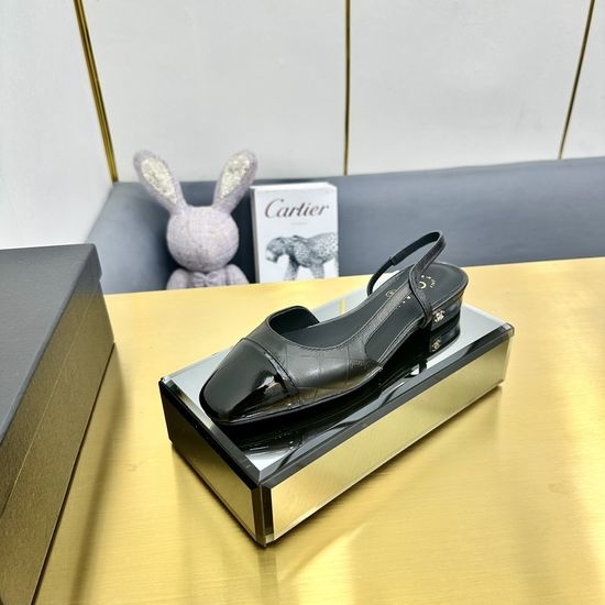 Chanel Classic Two Tone Slingback Comfortable Flat Shoes
