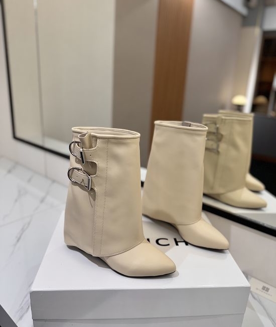 Givenchy Cowhide Knee High Heel Boots With Logo Buckle