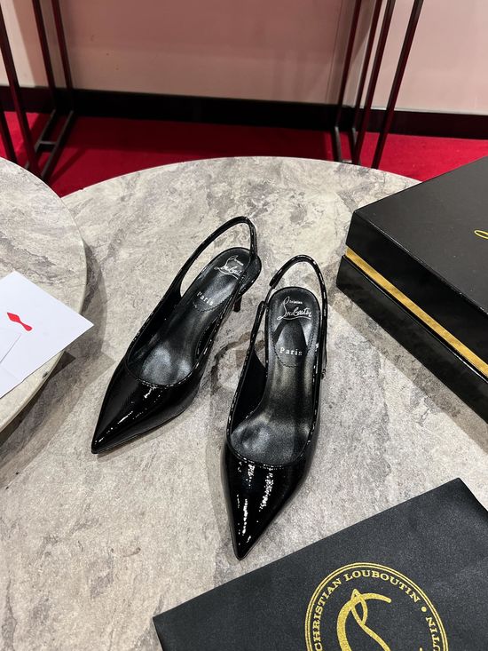 Christian Louboutine Kitten Heel Slingback Shoes With Metal Accent