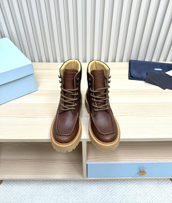 Prada Sheepskin Lined Martin Boots Non Slip Comfortable Durable Footwear