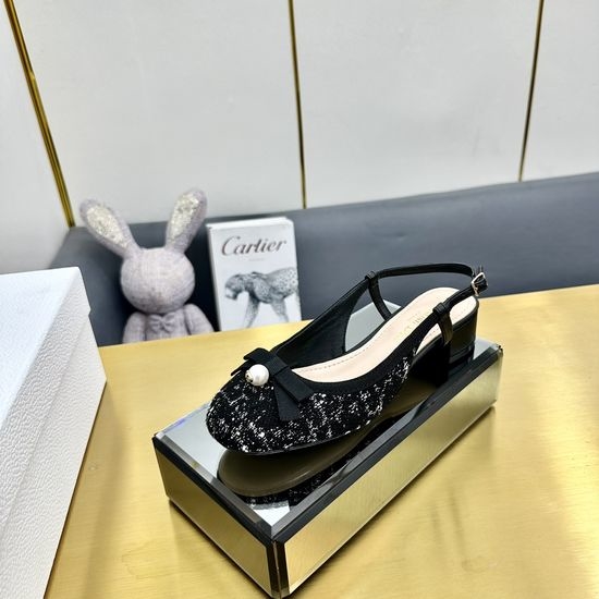Christian Dior CD Embroidered Ballet Flats with Pearl Buckle