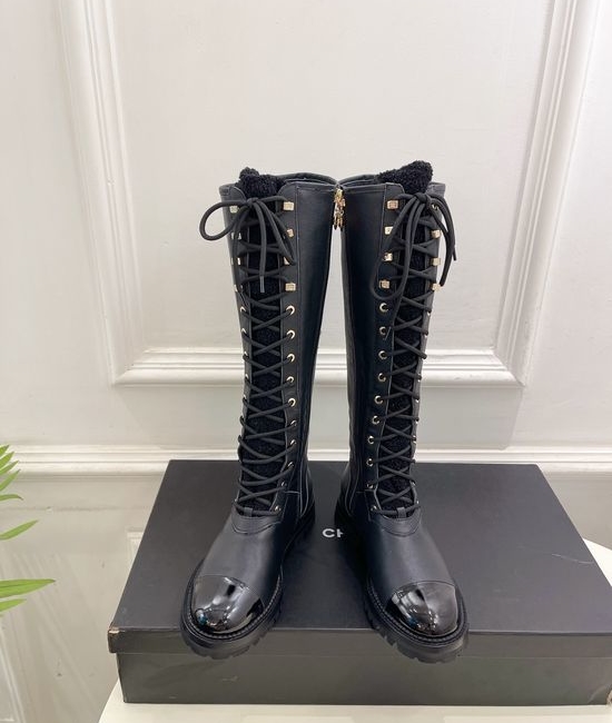 Chanel Elegant Knee-High Boots with Custom Molded Sole