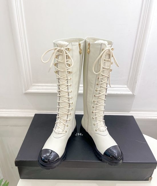 Chanel Elegant Knee-High Boots with Custom Molded Sole