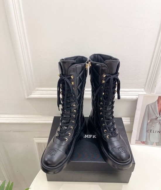 Chanel Chic Leather Ankle Boots with Logo Buckle Detail