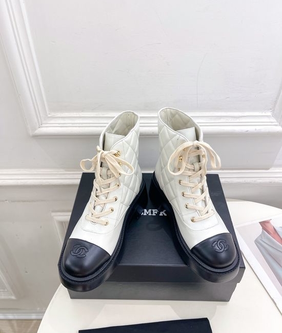 Chanel Chic Leather Ankle Boots with Logo Buckle Detail