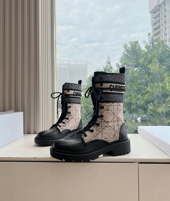 Christian Dior CD Round Toe Chelsea Mid Calf Knight Boots Durable Outsole