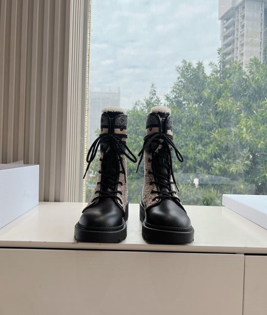 Christian Dior CD Round Toe Chelsea Mid Calf Knight Boots Durable Outsole