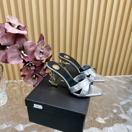 Yves Saint Laurent YSL Elegant Cross-Strap High Heels with Metal Accents