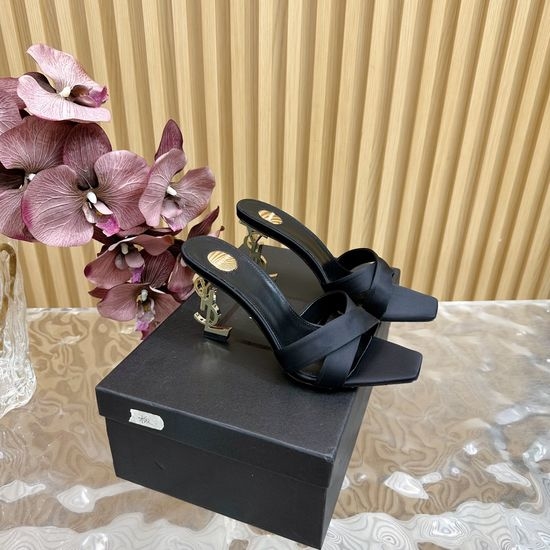 Yves Saint Laurent YSL Elegant Cross-Strap High Heels with Metal Accents