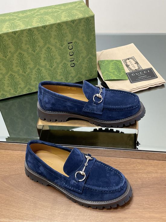 Gucci Suede Horsebit Low Top Platform Loafer Shoes Classic Design