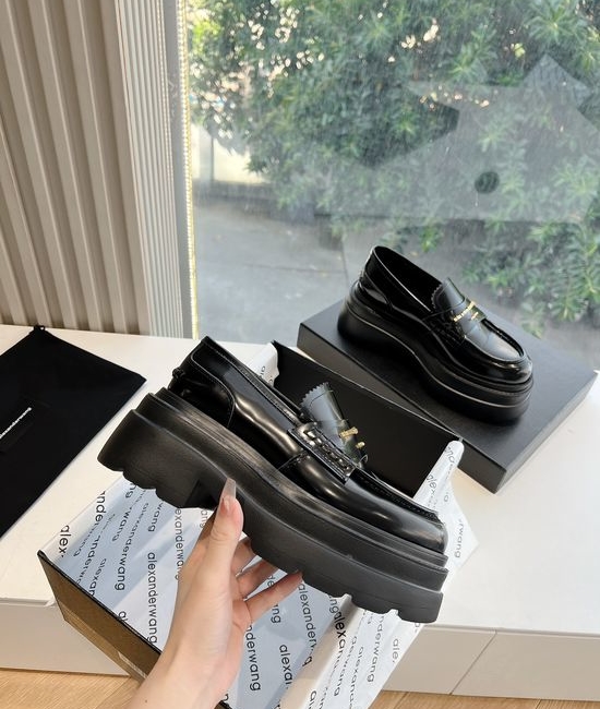 Alexander Wang Elevated Platform Sneakers Leather Upper Metallic Accent Footwear