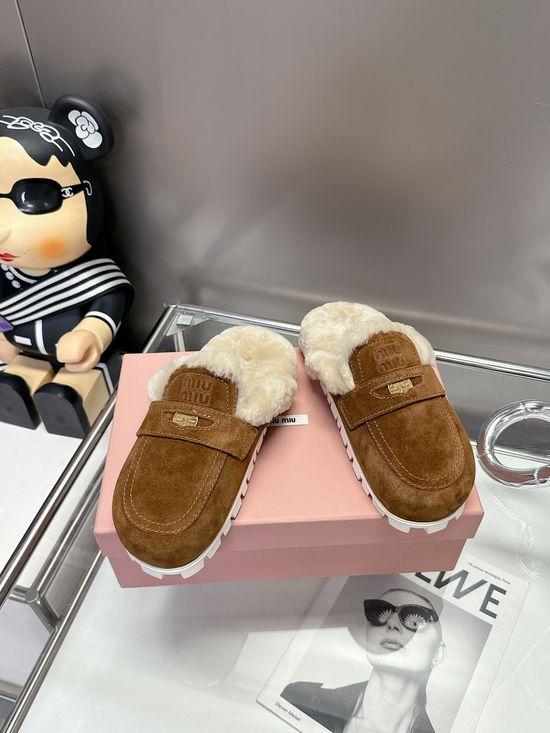 Miu Miu Luxury Coin-Embellished Sheepskin Mules