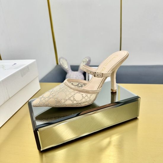 Christian Dior CD Sparkling Crystal-Embellished Mule Slippers