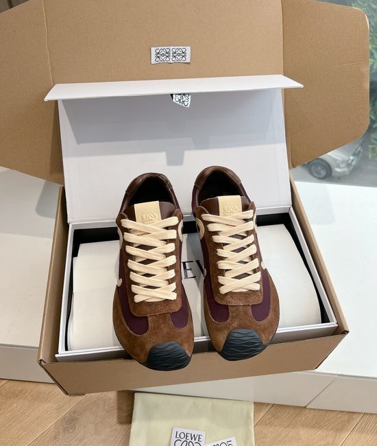 Loewe Minimalist Stitched Suede Leather Casual Comfort Sneakers