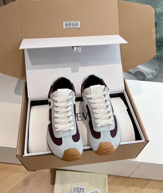 Loewe Minimalist Stitched Suede Leather Casual Comfort Sneakers