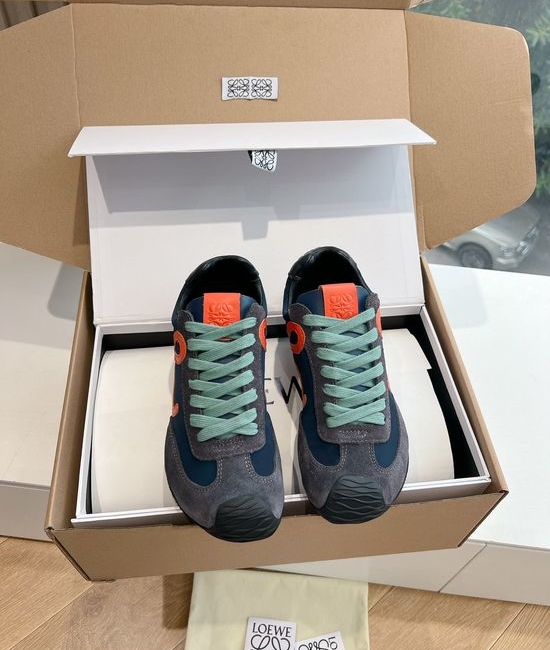 Loewe Minimalist Stitched Suede Leather Casual Comfort Sneakers