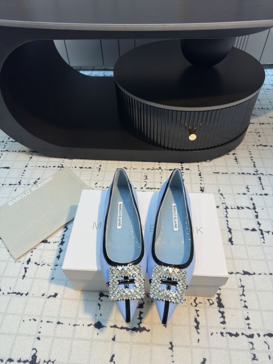 Manolo Blahnik Calfskin Suede High Heel And Flat Shoes