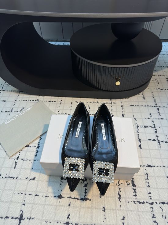 Manolo Blahnik Calfskin Suede High Heel And Flat Shoes