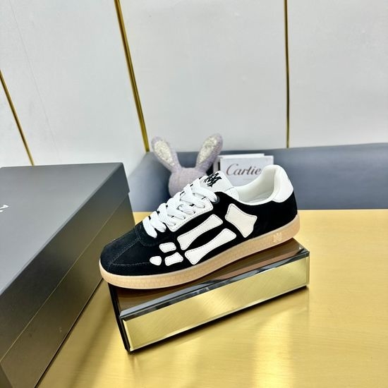 Ami Premium Leather Fashion Pattern Decor Skate Sneakers