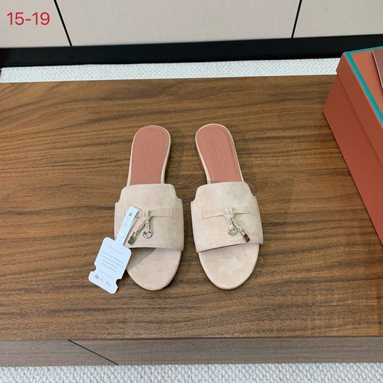 Loro Piana Suede Flat Slides With Decorative Charm Strap
