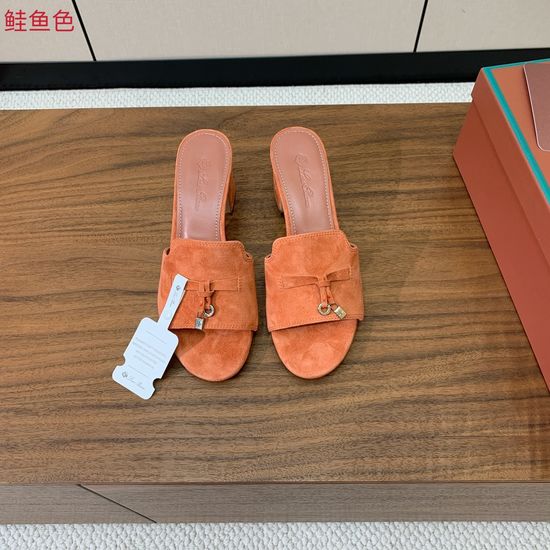 Loro Piana Suede Flat Slides With Decorative Charm Strap