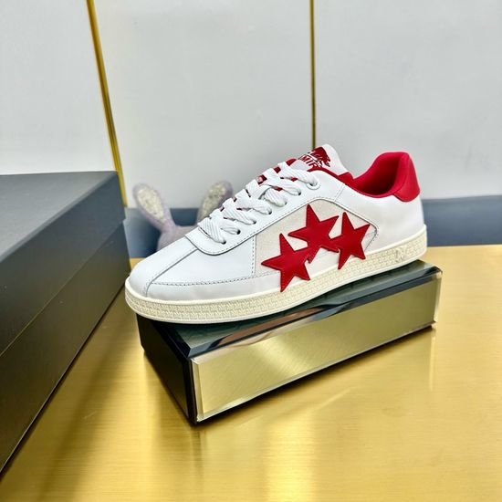 Ami Premium Leather Fashion Pattern Decor Skate Sneakers