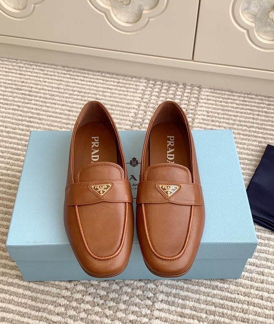 Prada Pointed Toe Mule Loafer Slippers Premium Soft Leather