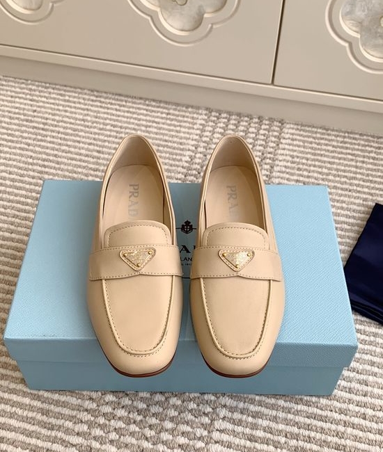 Prada Pointed Toe Mule Loafer Slippers Premium Soft Leather
