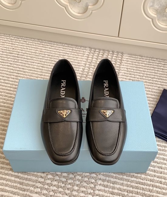 Prada Pointed Toe Mule Loafer Slippers Premium Soft Leather