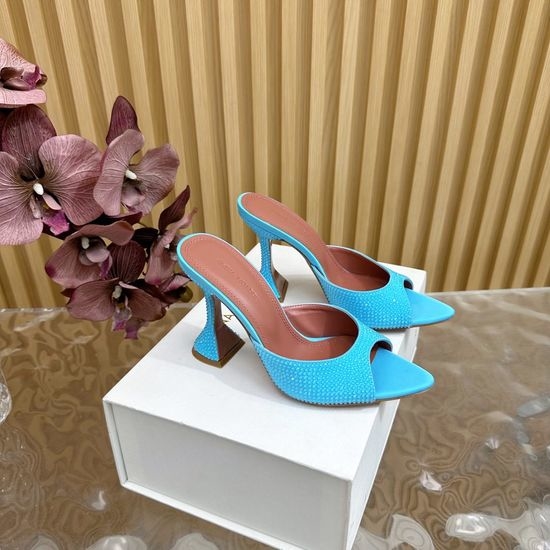 Amina Muaddi Rhinestone Embellished Elegant High Heel Shoes