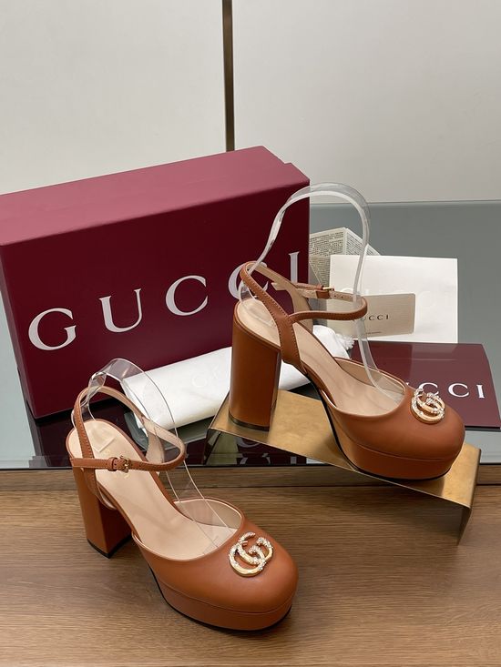 Gucci Diamond Buckle Platform High Heel Sandals Premium Quality