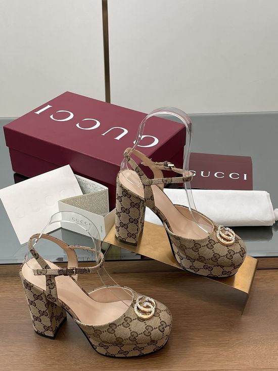Gucci Diamond Buckle Platform High Heel Sandals Premium Quality