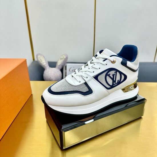 Louis Vuitton LV Comfortable Running Sneakers with Leather Upper