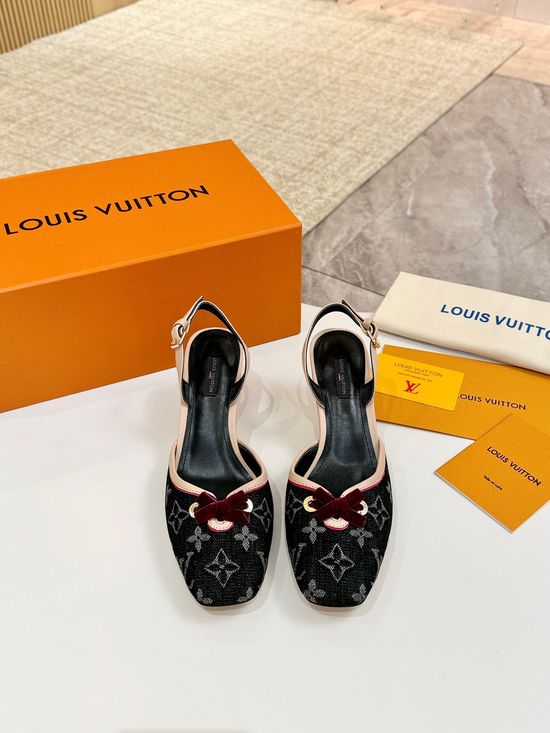 Louis Vuitton Mid Heel Leather Sandals Premium Soft Lining Durable Leather Sole