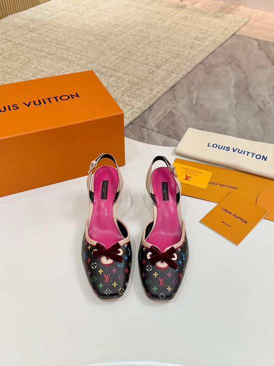 Louis Vuitton Mid Heel Leather Sandals Premium Soft Lining Durable Leather Sole