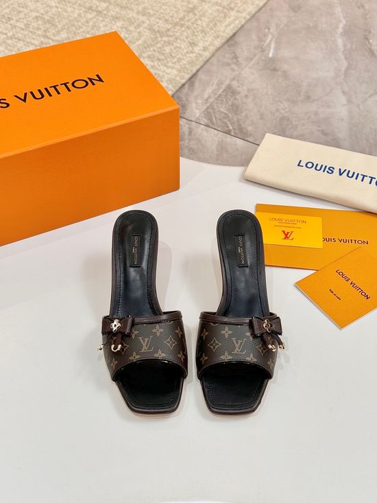 Louis Vuitton Mid Heel Leather Sandals Premium Soft Lining Durable Leather Sole