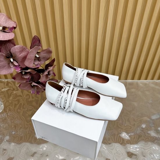 Amina Muaddi Genuine Leather Flat Shoes with Imported Leather Sole